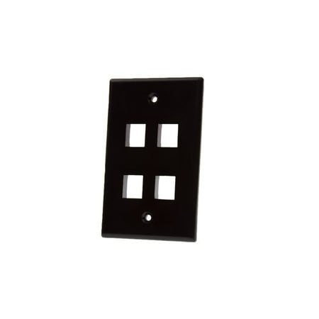 Swe-Tech 3C Keystone Wall Plate, Black, 4 Port, Single Gang FWT3012-02204